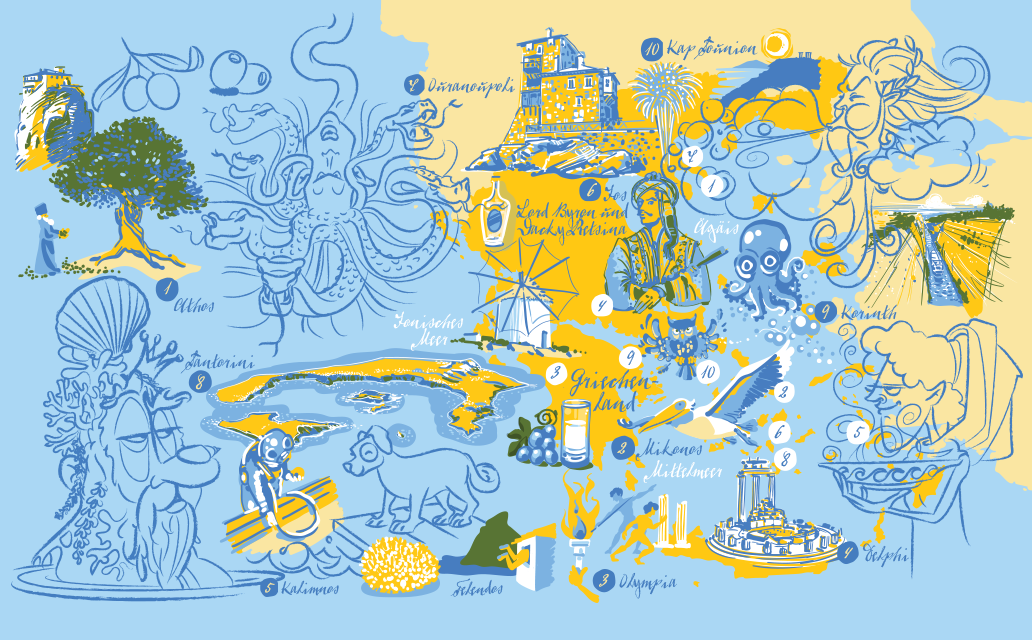 Illustrated map of greece
