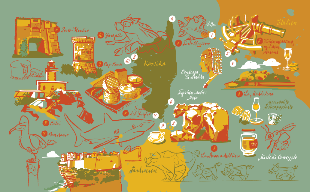 Illustrated map of corsica