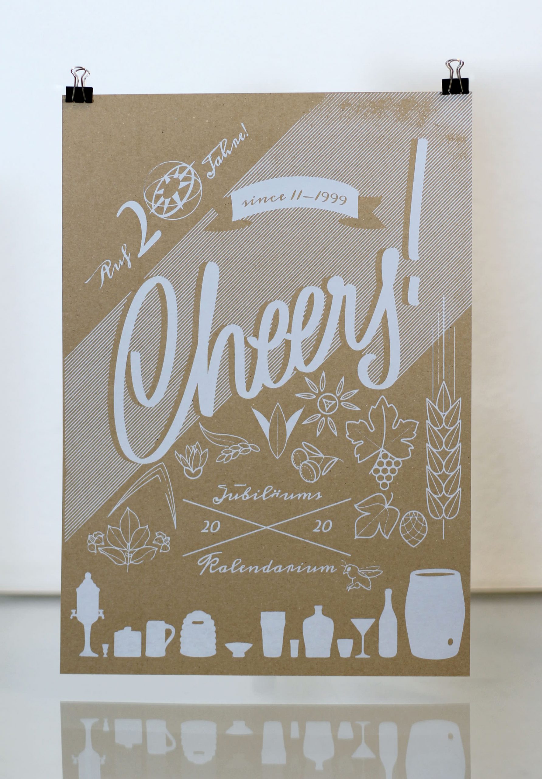 »Cheers!« 12 Lettering Siebdruck Poster