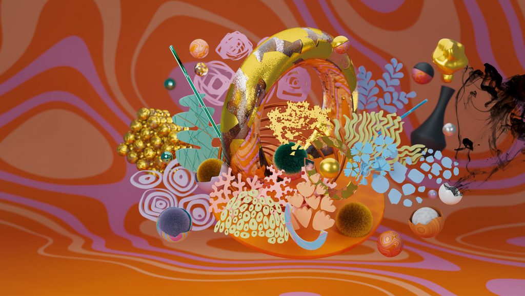 Abstrakte 3D-Illustrationen im Design des kulinarischen Kalender 2021 »Biscotti di mare«