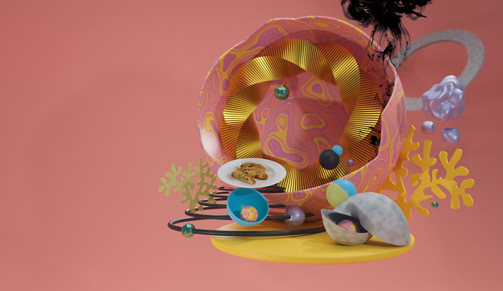 Abstrakte 3D-Illustrationen im Design des kulinarischen Kalender 2021 »Biscotti di mare«